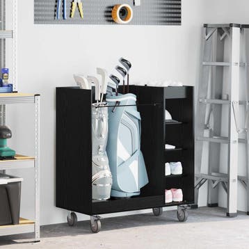 vidaXL Golfkast met wiel Effen Zwart Eiken 90 x 45 x 98 cm, Sport en Fitness, Golf, Verzenden, Nieuw