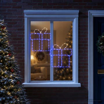 vidaXL Kerst-raamsilhouet met verlichting LOVIISA 2 st 160, Verzenden, Nieuw