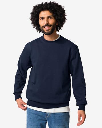 HEMA Herentrui Daryl regular fit sweatstof donkerblauw, Verzenden, Nieuw