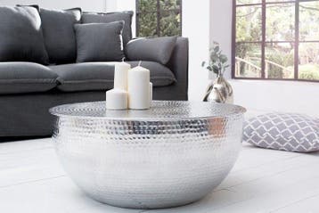 Ronde salontafel ORIENT II 60cm zilver metaal aluminium, Ophalen of Verzenden, Nieuw