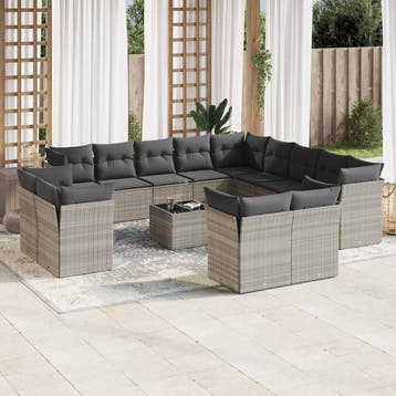 vidaXL 14-delige Loungeset met kussens poly rattan, Verzenden, Nieuw, Loungeset