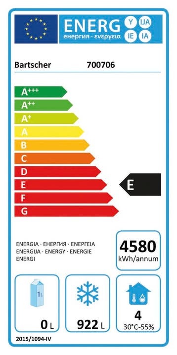 Bartscher Vrieskast | 1400L | RVS | -18°C/-22°C | Geforceerd, Witgoed en Apparatuur, Koelkasten en IJskasten, Ophalen of Verzenden