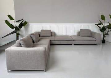 B&B Italia Michel Designerbank, bank, grijs stoffen hoekbank, Hoekbank, Ophalen of Verzenden, Zo goed als nieuw, Stof