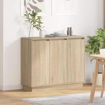 vidaXL LED Sideboard Sonoma Eiken 90 x 32 x 75 cm Bewerkt, Minder dan 50 cm, Verzenden, Nieuw, Minder dan 100 cm