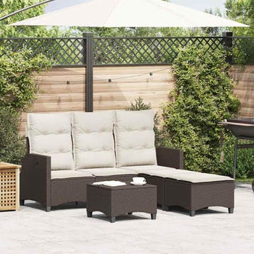 vidaXL 3-delige Tuinbankstel met kussens L-vormig poly, Verzenden, Nieuw