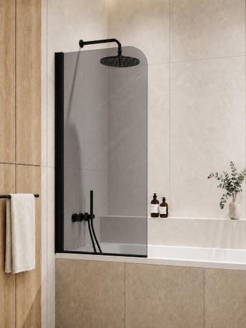 Badwand Torino 60 x 140 cm Rookglas Zwart Badscherm, Verzenden, Nieuw, Bad