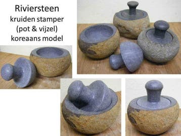 pot en vijzel, kruiden stamper, medicijn stamper natuursteen, Ophalen of Verzenden, Nieuw