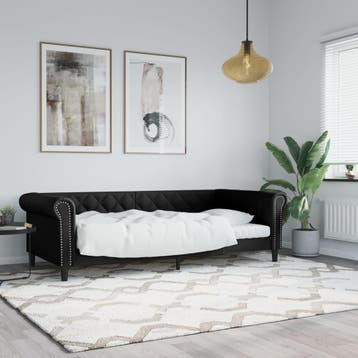vidaXL Slaapbank 80x200 cm kunstleer zwart, Huis en Inrichting, Overige materialen, Eenpersoons, Verzenden, Zwart