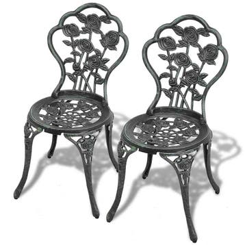 vidaXL Bistrostoelen 2 st gietaluminium groen, Verzenden, Nieuw, Metaal
