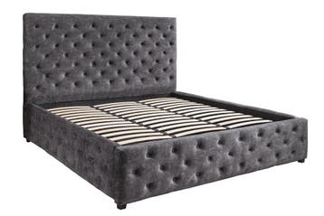 Bed PARIS 180x200cm Chesterfield-look, fluweelgrijs, met, Ophalen of Verzenden, Nieuw