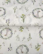 Poplin Katoen Rustieke Ganzen Wit, Nieuw, Wit
