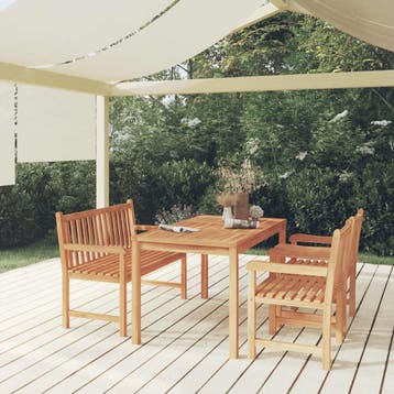 vidaXL 4-delige Tuinset massief teakhout, Tuin en Terras, Verzenden, Nieuw, Teakhout, Tuinset