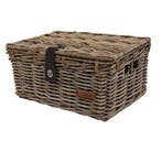 Wicked Rieten  kratmand Grijs maat L met klep, Fietsen en Brommers, Fietsaccessoires | Fietsmanden, Verzenden, Nieuw