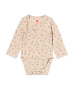 HEMA Newborn meegroei overslagromper rib bloemen ecru, Verzenden, Nieuw