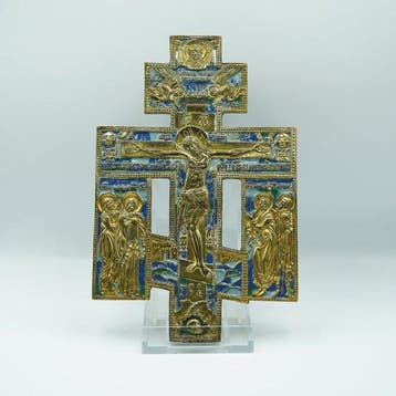 Icoon - Kruisiging van Christus - Messing, Emaille