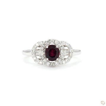 Ring - 18 karaat Witgoud - 0.94ct. tw. Robijn - Diamant, Nieuw