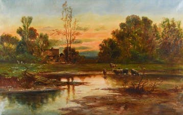 European School (XX), signed Carl Weber - Idyllisch