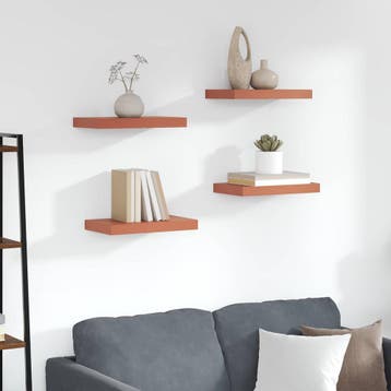 vidaXL Wandplank met opslag 4 pcs Rood 40 x 23,5 x 4 cm, Verzenden, Nieuw
