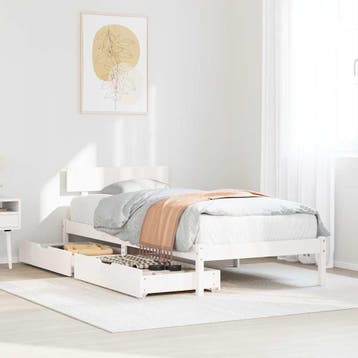 vidaXL Bedframe zonder matras massief grenenhout wit 90x190, 90 cm, Eenpersoons, Verzenden, Wit