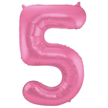 Folieballon Cijfer 5 Metallic Roze 86 cm, Verzenden, Nieuw, Feestartikel, Verjaardag