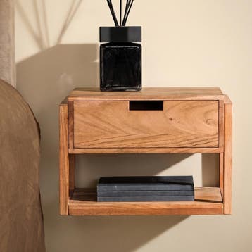 *WOONWINKEL* Hangend Nachtkastje Met Lade Acacia Hout, Verzenden, Nieuw
