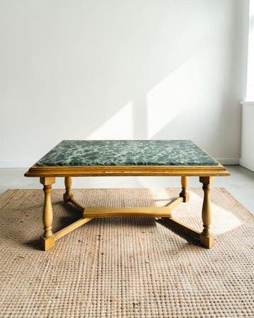 Middentafel - Marmo Verde Alpi, Beuken - Marmo Verde Alpi,, Antiek en Kunst