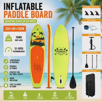 FunWater Opblaasbaar SUP Board 335x84x15cm - Anti-slip, Comp, Watersport en Boten, Verzenden, Nieuw