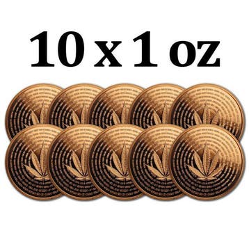 Verenigde Staten. 10 x 1 oz Cannabis Words in Circle 999