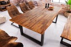 Massief houten eettafel GENESIS 200cm bruin gevlamd acacia, Ophalen of Verzenden, Nieuw