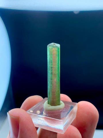 Groene toermalijn Kristal - Hoogte: 39 mm - Breedte: 6 mm-