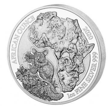 Rwanda / Ruanda African Bushbaby 1 oz 2020 (capsule), Postzegels en Munten, Verzenden, Overige landen, Losse munt, Zilver