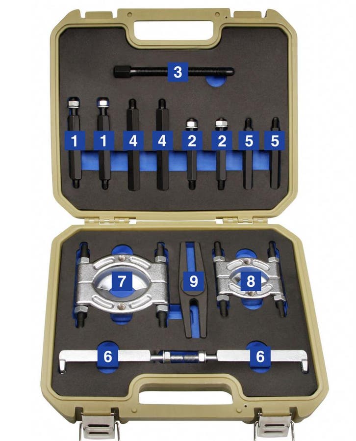 Lagertrekker / gereedschapset - 14-delig - Incl. Koffer, Auto diversen, Autogereedschap, Nieuw, Verzenden