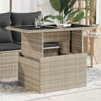 vidaXL Tuintafel met glazen blad 100x55x73 cm poly rattan, Tuin en Terras, Tuintafels, Verzenden, Nieuw