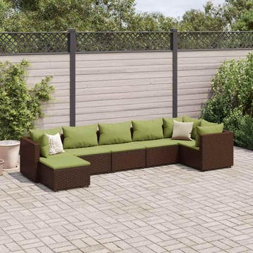 vidaXL 7-delige Loungeset met kussens poly rattan bruin, Verzenden, Nieuw, Loungeset