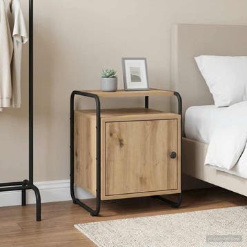 vidaXL Nachtkastje Artisanaal eiken Bewerkt hout, Minder dan 45 cm, Verzenden, Nieuw, Minder dan 55 cm