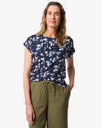 HEMA Dames T-shirt Amelie jersey bloemen donkerblauw, Kleding | Dames, Verzenden, Nieuw