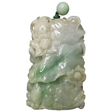 Chinees-Birmese jadeiet 19e-eeuwse transparante hanger -