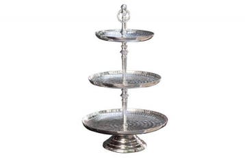 Elegante taartschaal ORIENT 50cm zilver in Rijsthamer-design, Huis en Inrichting, Ophalen of Verzenden, Nieuw