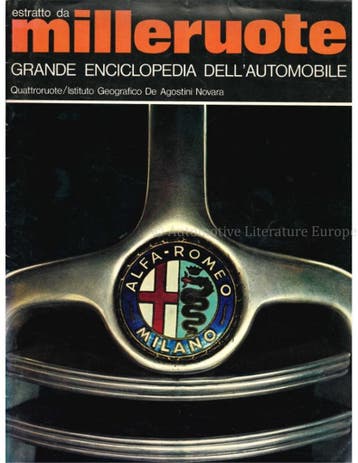 ALFA ROMEO, ESTRATTO DA MILLERUOTE, GRANDE ENCICLOPEDIA, Boeken, Nieuw, Alfa Romeo, Author