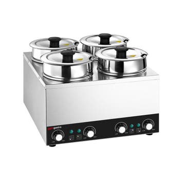 GGM Gastro | Bain-marie hotpot - 4x3,5L - 600W - totaal 14L, Verzenden, Nieuw in verpakking, Overige typen