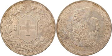 5 Franken 1888 B Schweiz Confederatio Helvetica vz+ zilver, Postzegels en Munten, Munten | Europa | Niet-Euromunten, Verzenden