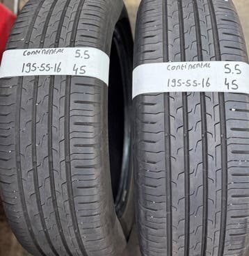 2x 195-55-16 Continental Zomer 2x 5.5mm €45 PST 195 55 16, Auto-onderdelen, Ophalen, Gebruikt, 16 inch, Band(en)