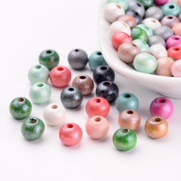 20 x Houten kralen rond 8mm mix 7~8mm x 8~9m, gat: 2~3mm, Ophalen of Verzenden, Nieuw, Kraal