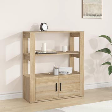 vidaXL Dressoir 80x30x90 cm bewerkt hout sonoma eikenkleurig, Huis en Inrichting, Kasten | Dressoirs, Verzenden, Nieuw, 50 tot 100 cm