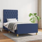 vidaXL Bedframe zonder matras 80x200 cm stof blauw, Huis en Inrichting, Eenpersoons, Nieuw, 80 cm, 200 cm