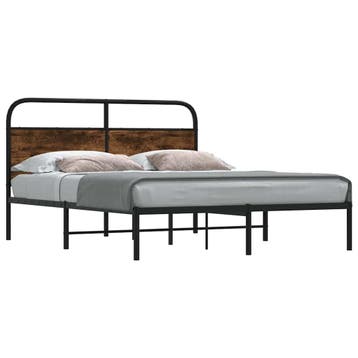 vidaXL Bedframe zonder matras bewerkt hout gerookt eiken, Bruin, Verzenden, Nieuw, Twijfelaar