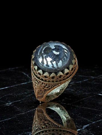 Islamitisch Zilver Ring met lapis lazuli intaglio (Zonder