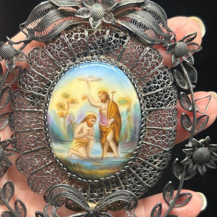 Zilver - Hanger - De Doop van Christus, Antiek en Kunst, Kunst | Niet-Westerse kunst