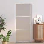 vidaXL Binnendeur 93x201,5 cm matglas en aluminium wit, Verzenden, Nieuw
