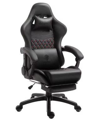 Verstelbare Gamingstoel – Vintage PU Leer – Met Voetsteun (6, Verzenden, Zwart, Nieuw, Bureaustoel